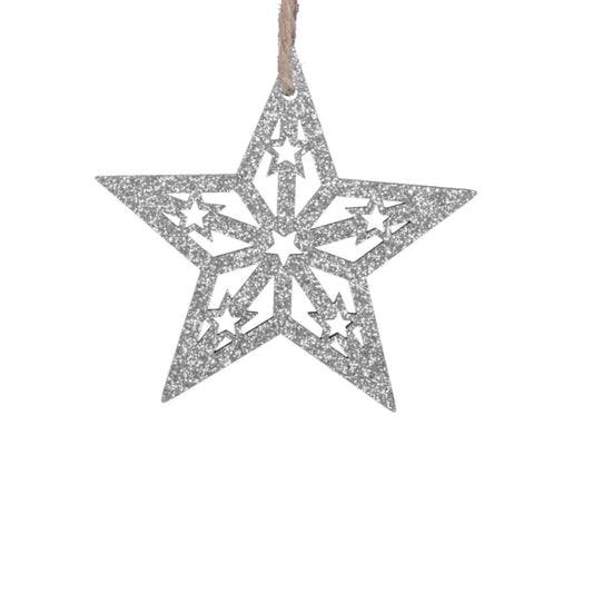 Weihnachtsbaumanhänger Stern Silber